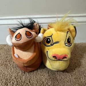 Disney's Lion King Toddler Sock Top Slippers Pumba & Simba Boys Size 5/6 Plush
